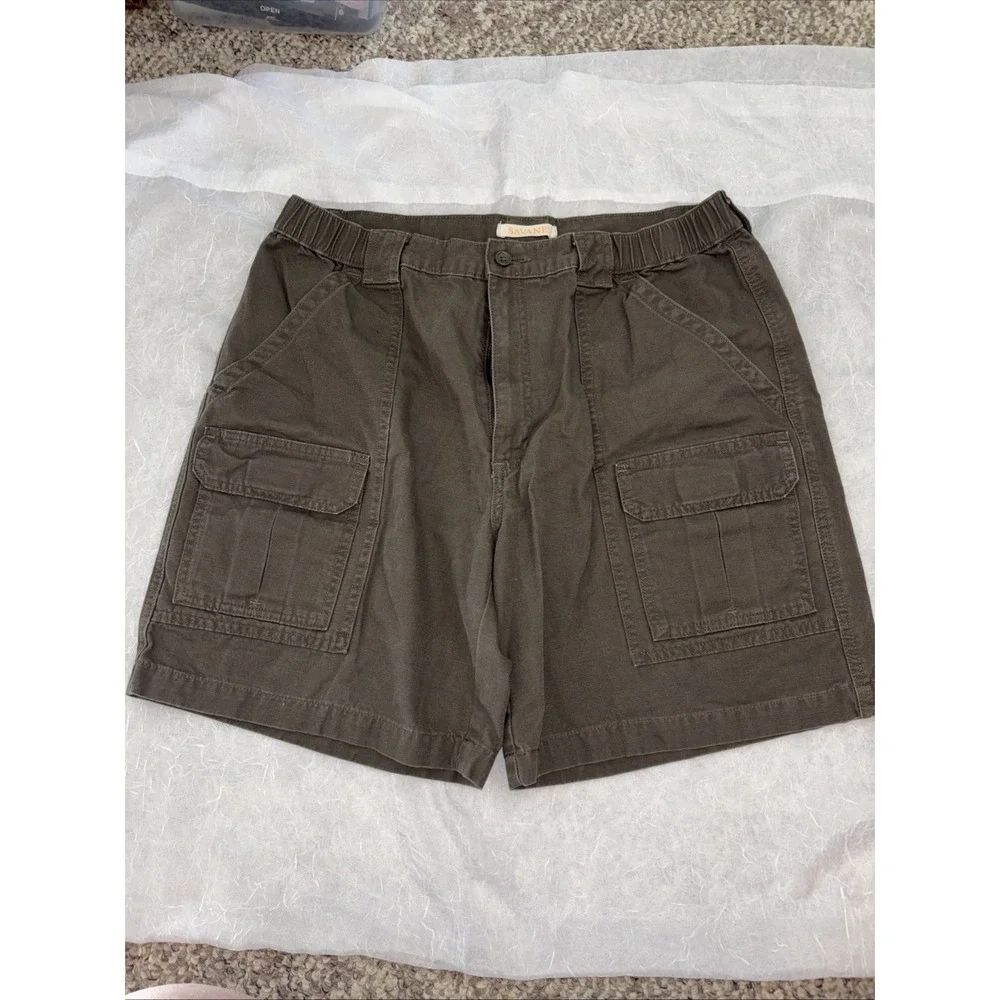 Savane Shorts Mens 36 Major Brown Cargo Safari Utility Stretch Waist Flat Front